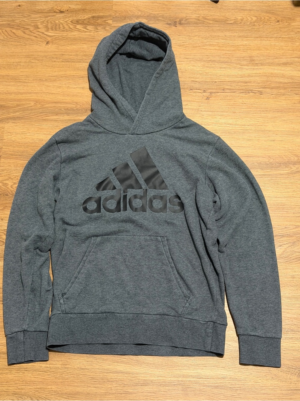 Adidas Men's Gray Hoodie Sweatshirt